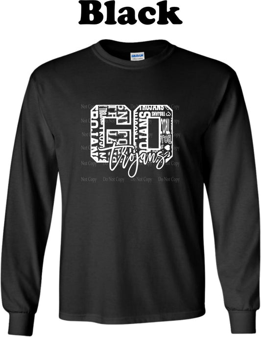 Go Trojans White Typography Long Sleeve