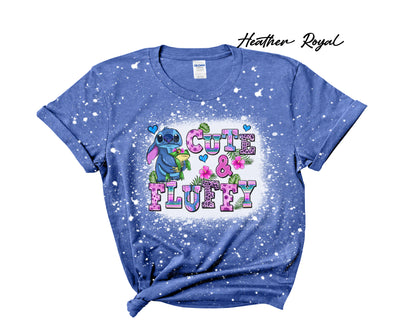 Stitch Cute and Fluffy Bleached T-Shirt