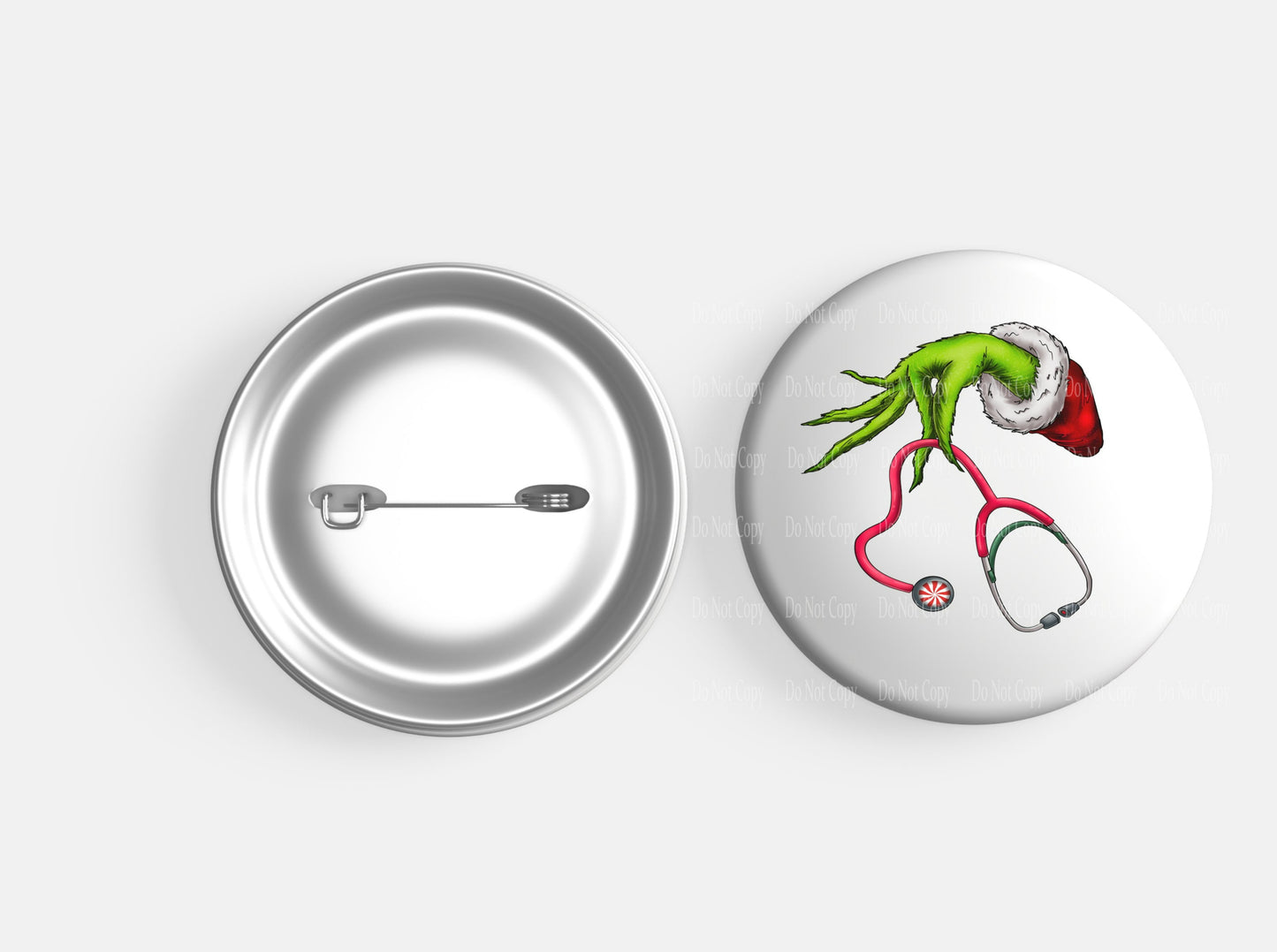Grinch with Stethoscope for Nurse or CNA  Button