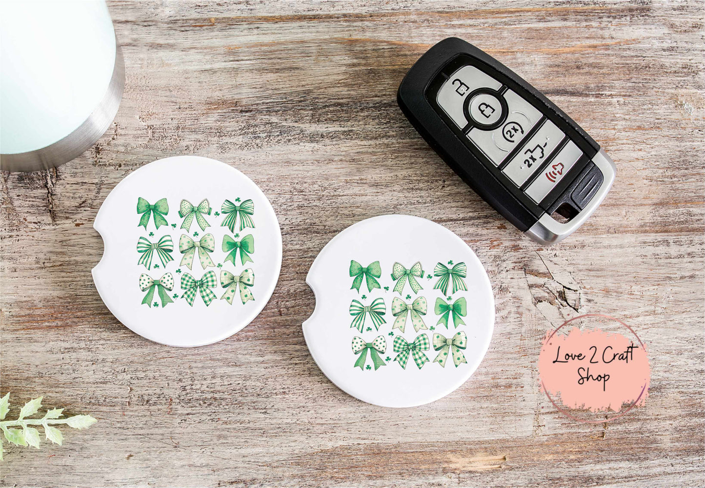 St. Patrick's Day Bows Coquette Car Coasters