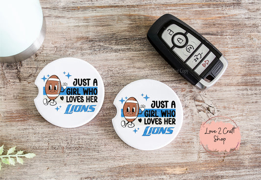 Just a girl who loves her Lions - Football  Car Coasters