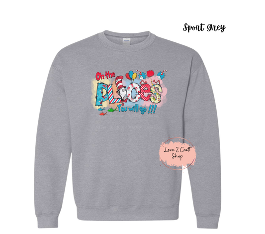 Oh the places you'll go watercolor - Cat in the Hat Crewneck