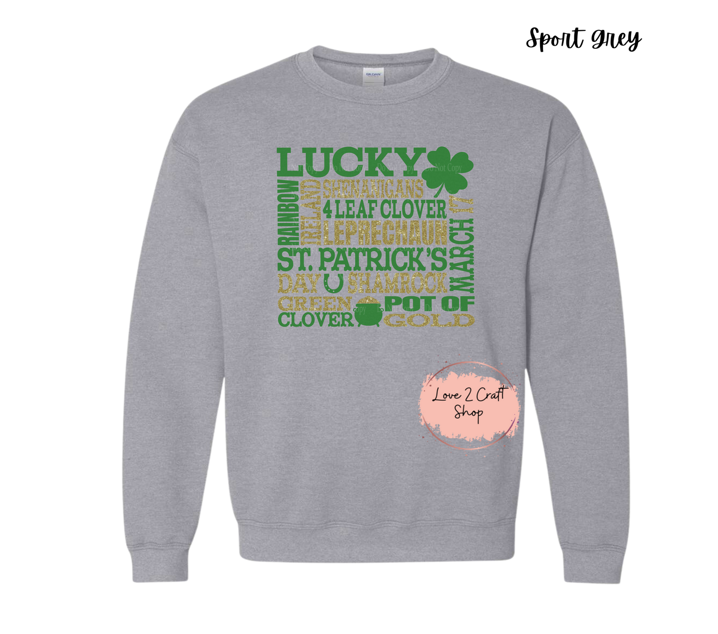 St Patricks day Subway art print - Faux Glitter Crewneck