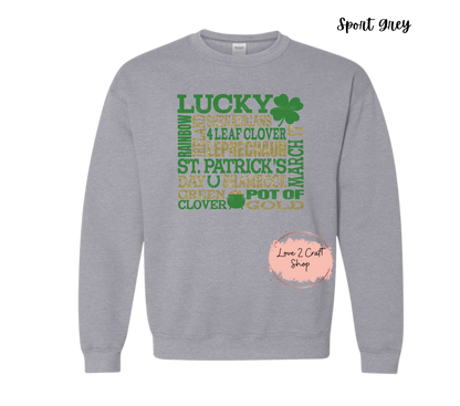 St Patricks day Subway art print - Faux Glitter Crewneck