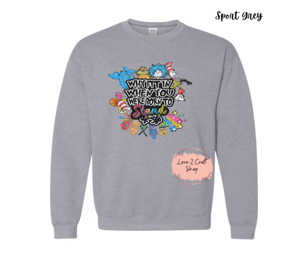 Why fit in when you were born to stand out - Sparkly Faux Glitter - Cat in the Hat Crewneck