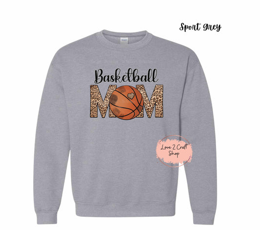 Basketball Mom with leopard print Crewneck