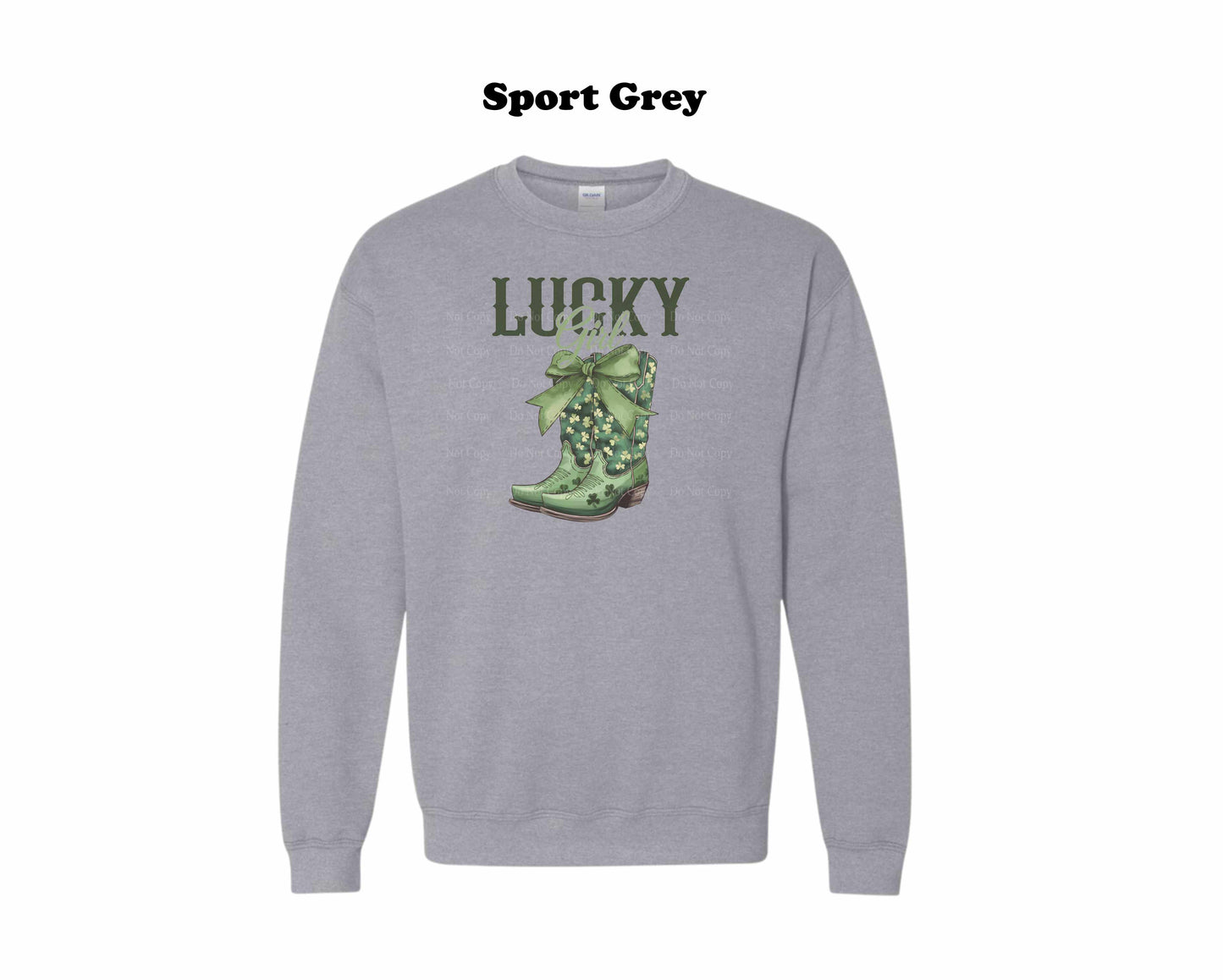 Lucky Girl Cowboy Boots St. Patrick's Day Crewneck