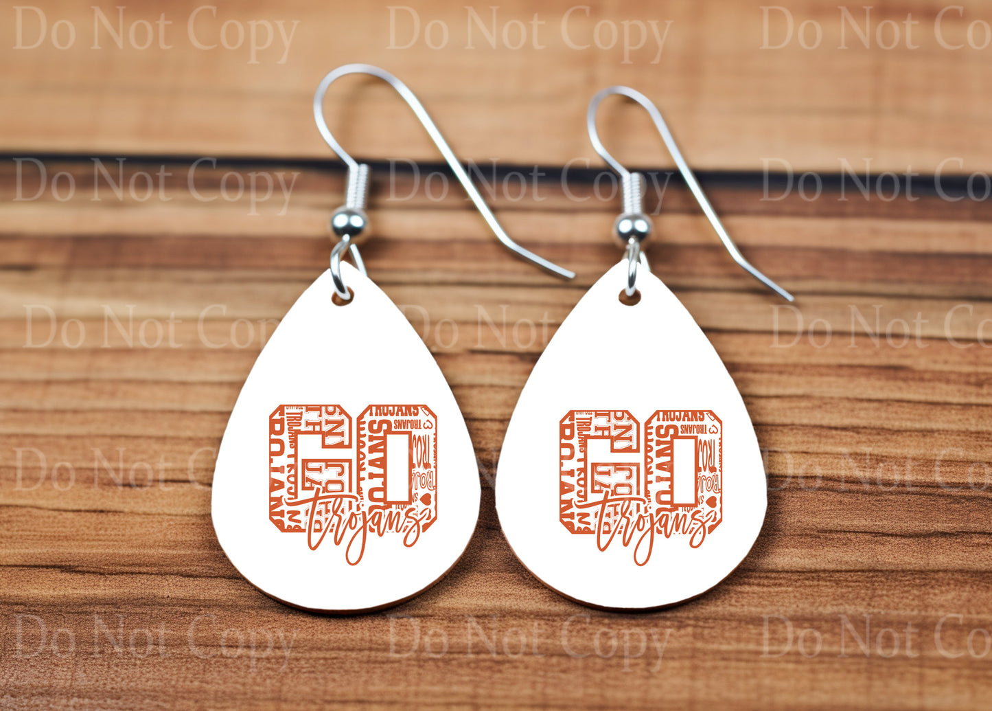 Go Trojans Orange Typography Earrings