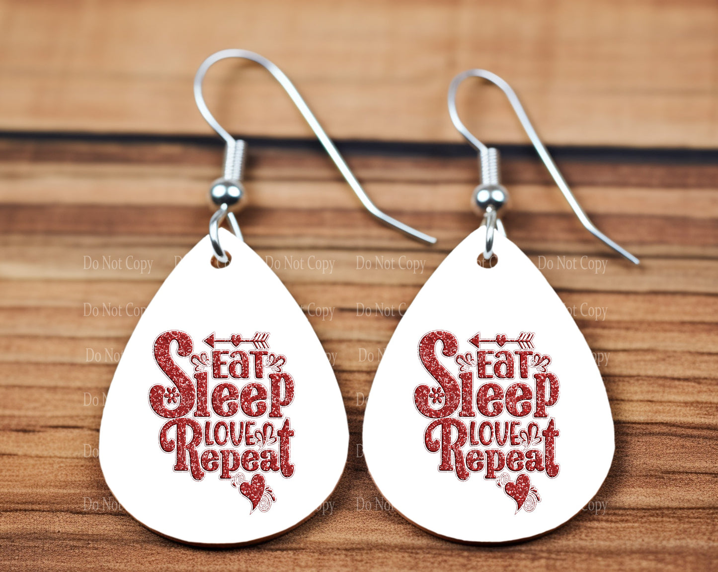 Eat Sleep Love Repeat teardrop earrings