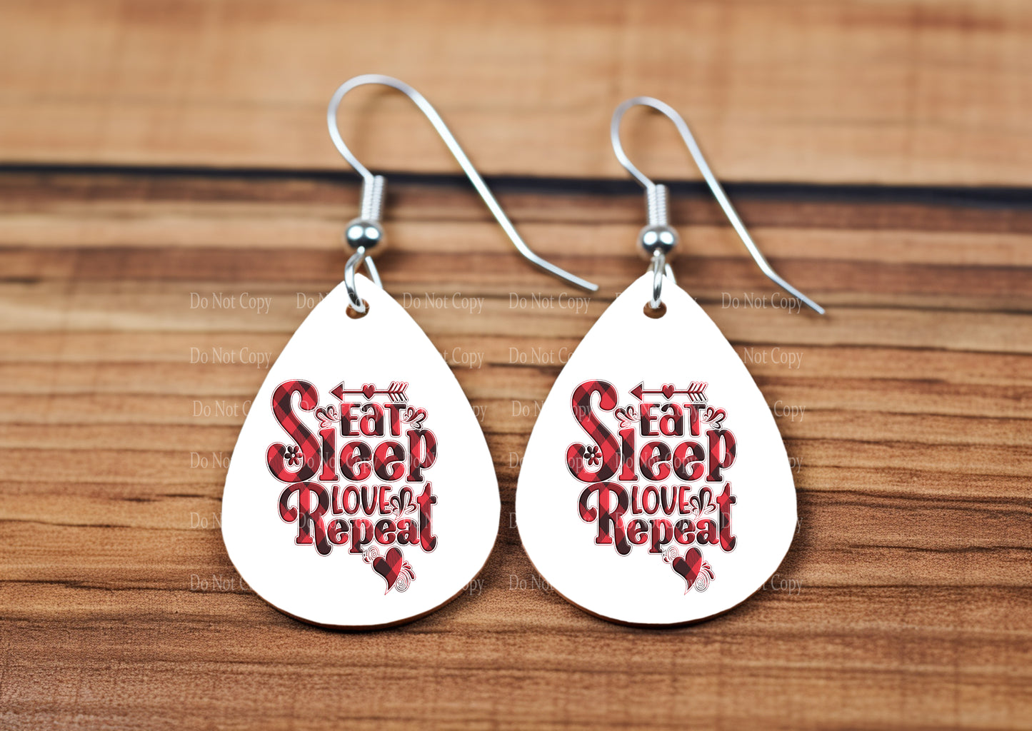 Eat Sleep Love Repeat teardrop earrings
