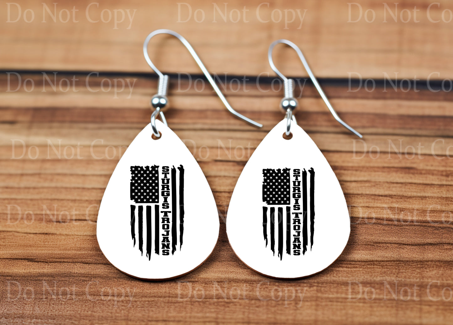 Sturgis Trojans Black American Flag Teardrop Earrings