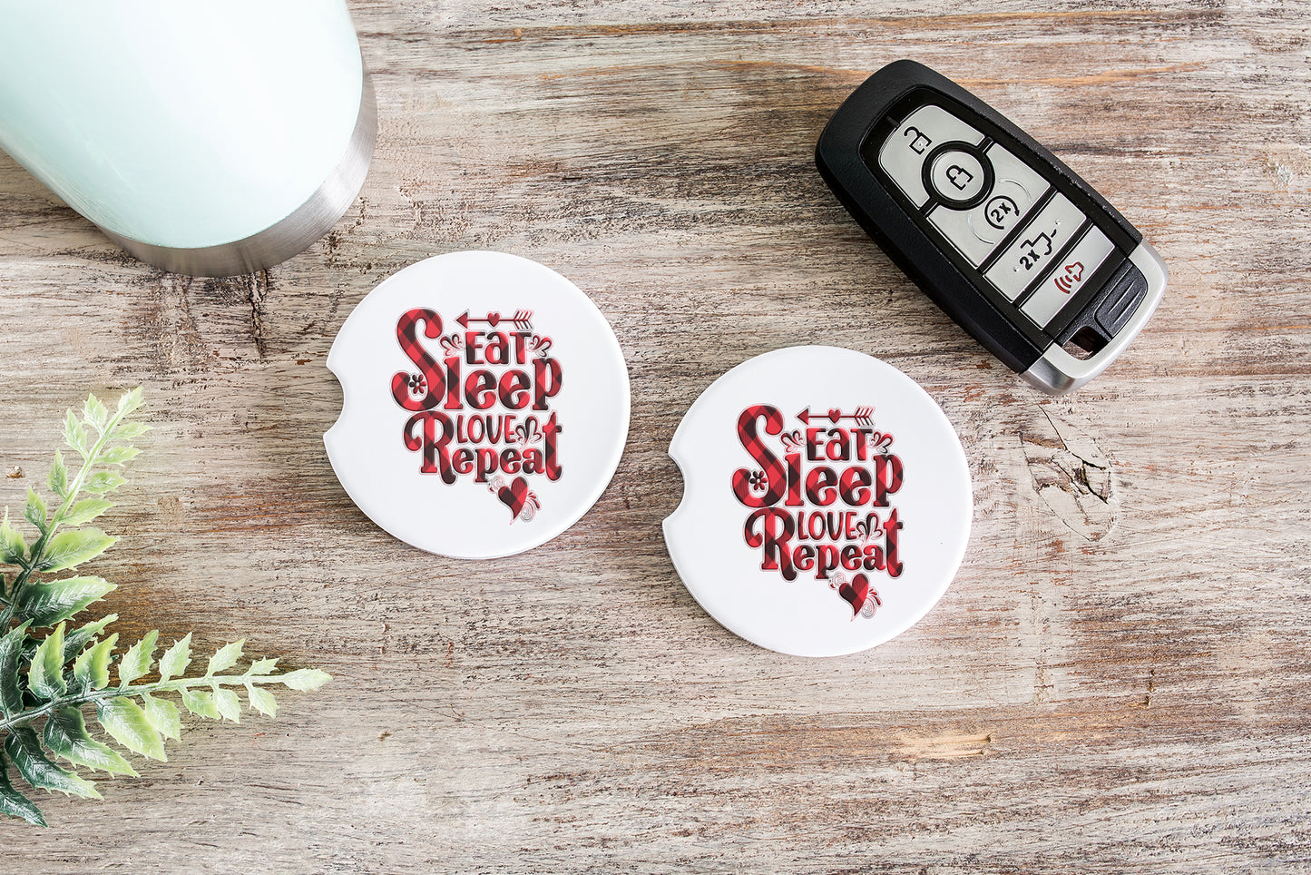 Eat Sleep Love Repeat Car Coasters