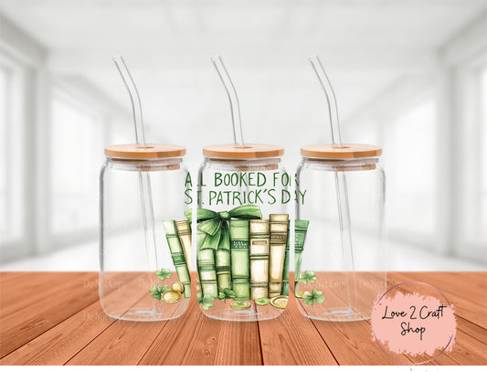 All Booked for St. Patrick's Day Glass Tumbler