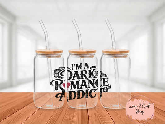 Dark Romance Addict with Red Heart Cold Brew Glass Tumbler