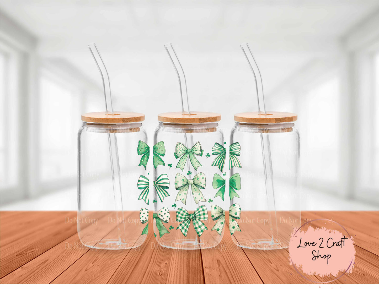 St. Patrick's Day Bows Coquette Glass Tumbler