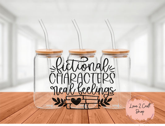 Fictional Characters Real Feelings Cold Brew Glass Tumbler