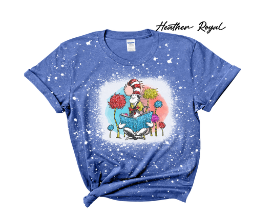 Dr Seuss reading - Cat in the Hat Bleached T-Shirt