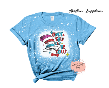 Only you can be you - Faux Glitter - Cat in the Hat Bleached T-Shirt