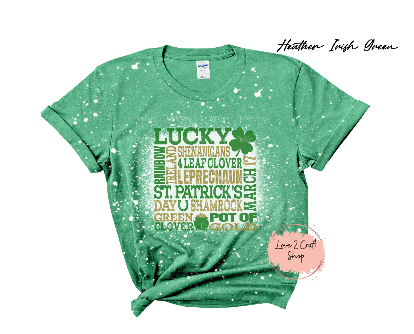 St Patricks day Subway art print - Faux Glitter - Bleached T-Shirt