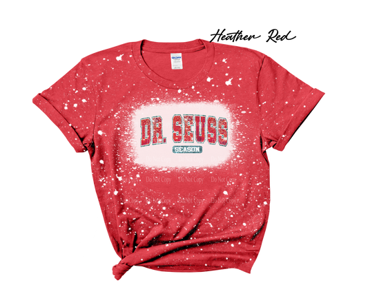 Dr Seuss Season - Faux Glitter Cat in the Hat Bleached T-Shirt