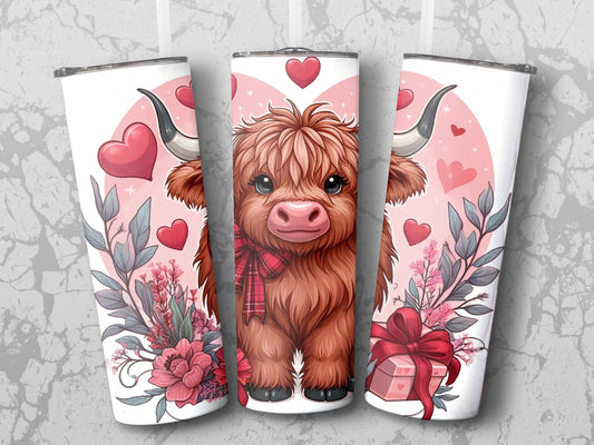 Highland Cow Valentine Tumbler 1