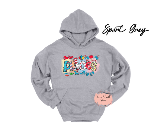 Oh the places you'll go watercolor- Cat in the Hat Hoodie