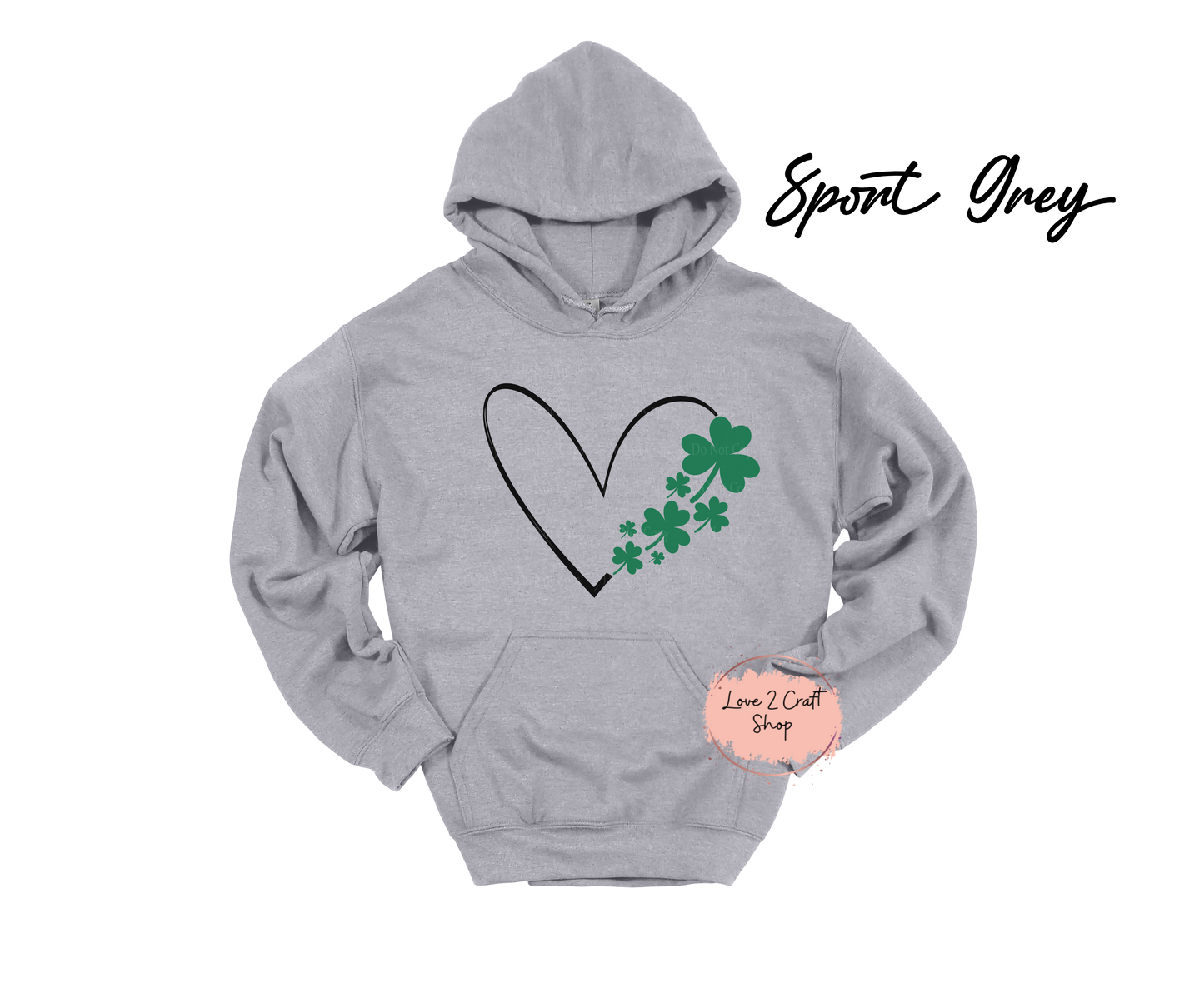 Heart outline with clovers St Patrick's Day Hoodie