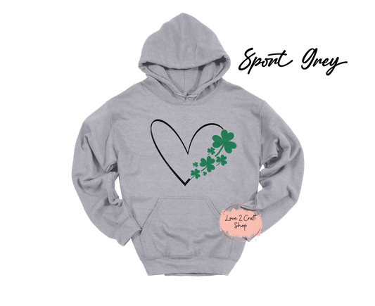 Heart outline with clovers St Patrick's Day Hoodie