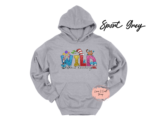 Wild about Reading   -  Faux Glitter   - Cat in the Hat Hoodie