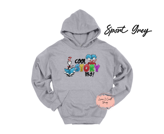 Cool Story Bro - Faux Glitter Cat in the Hat Hoodie