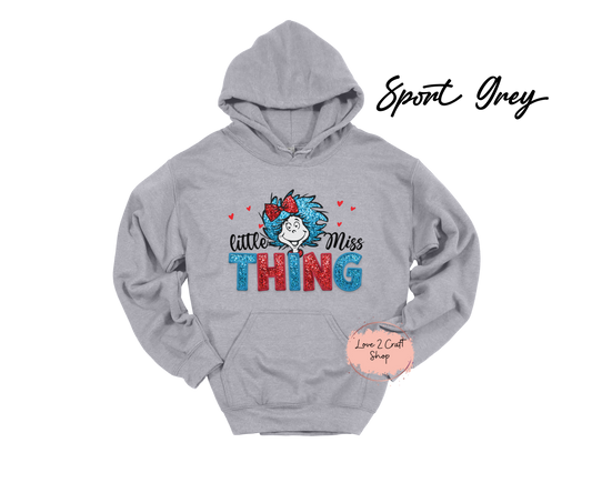 Little Miss Thing   -  Faux Glitter   - Cat in the Hat Hoodie