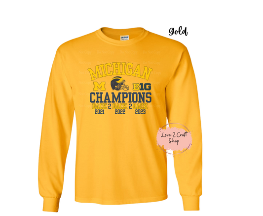 Michigan Wolverines Football 2023 Back to Back champions Long Sleeve