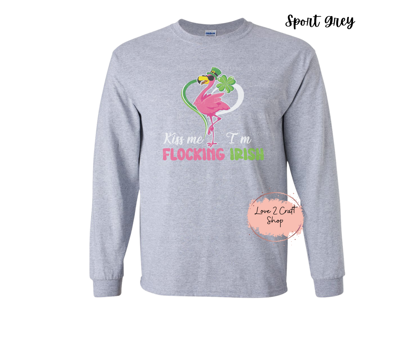 St Patrick's day Kiss me Flamingo Long Sleeve