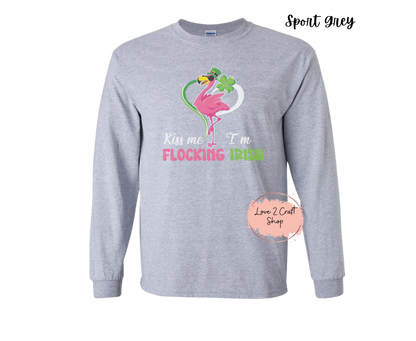 St Patrick's day Kiss me Flamingo Long Sleeve