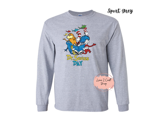 Dr Seuss Day -  Faux Glitter   - Cat in the Hat Long Sleeve