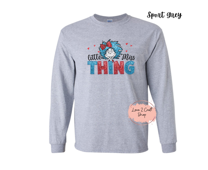 Little Miss Thing   - Faux Glitter   - Cat in the Hat Long Sleeve