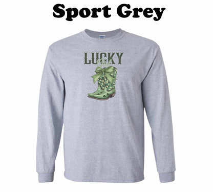 Lucky Girl Cowboy Boots St. Patrick's Day Long Sleeve