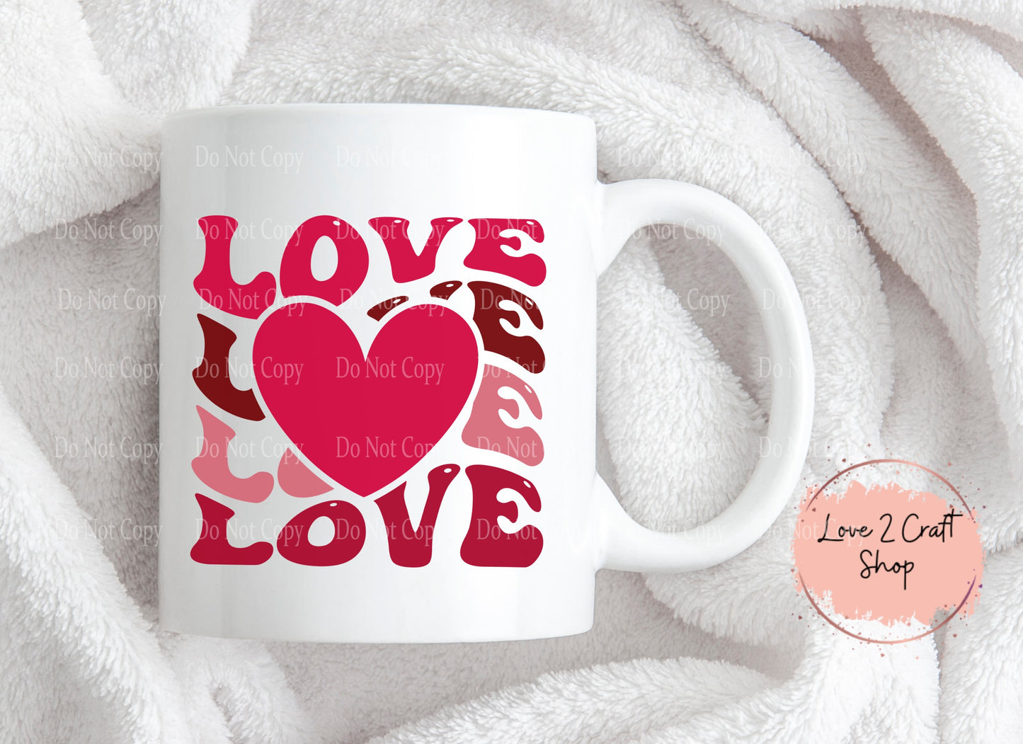 Love Stacked words with Heart Mug