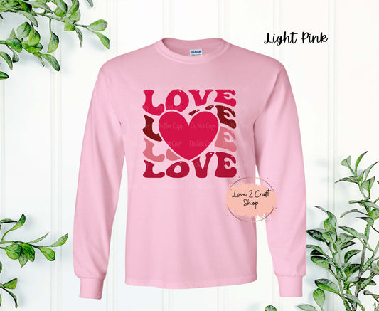 Love Stacked words with Heart Long Sleeve Shirt