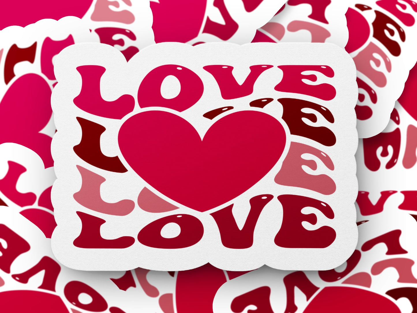 Love Stacked words with Heart Stickers