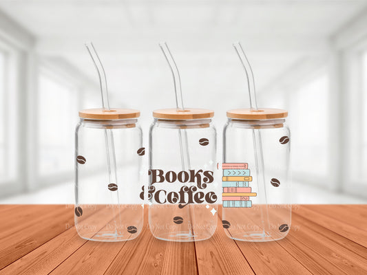 Coffee and Books Cold Brew Glass Tumbler #2