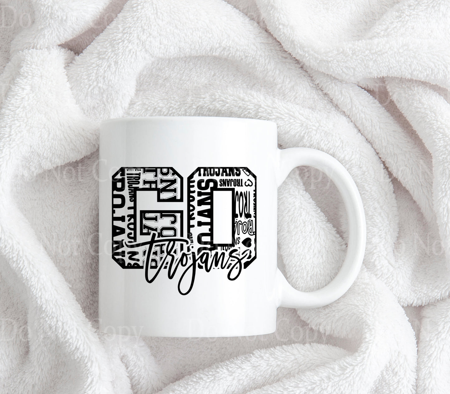 Go Trojans Black Typography Mug