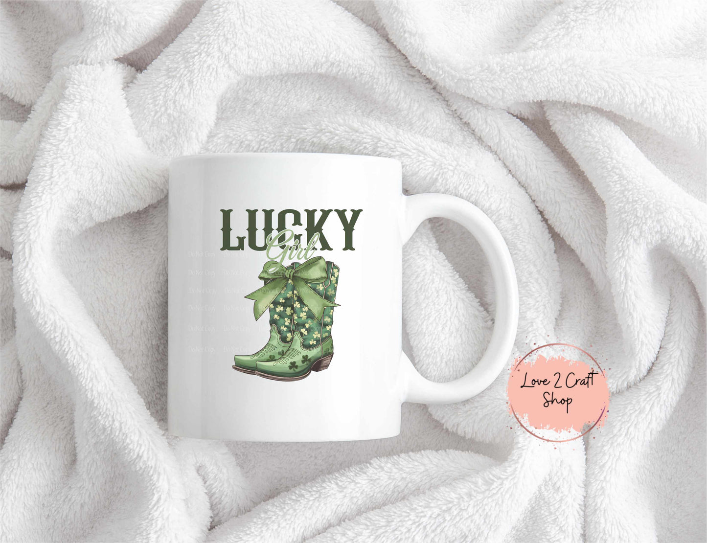 Lucky Girl Cowboy Boots St. Patrick's Day Mug