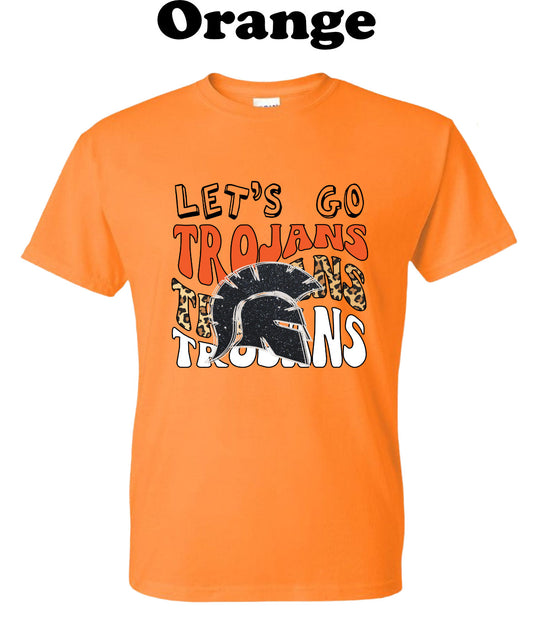 Let's Go Trojans School Spirit Leopard print Tee