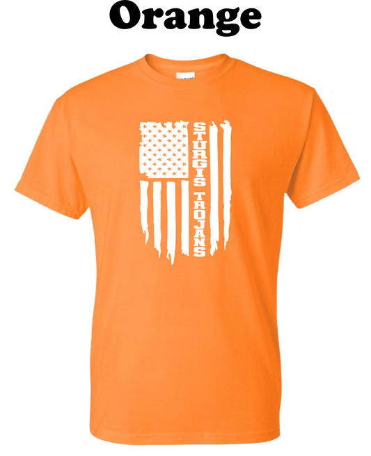 Sturgis Trojans White American Flag Tee