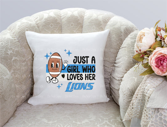 Just a girl who loves her Lions - Football pillow