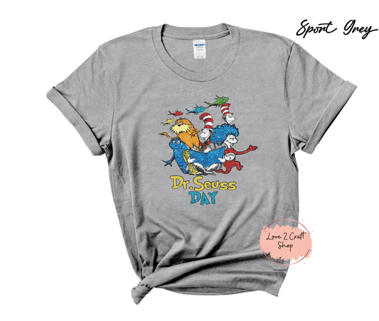 Dr Seuss Day - Faux Glitter  - Cat in the Hat T-Shirt