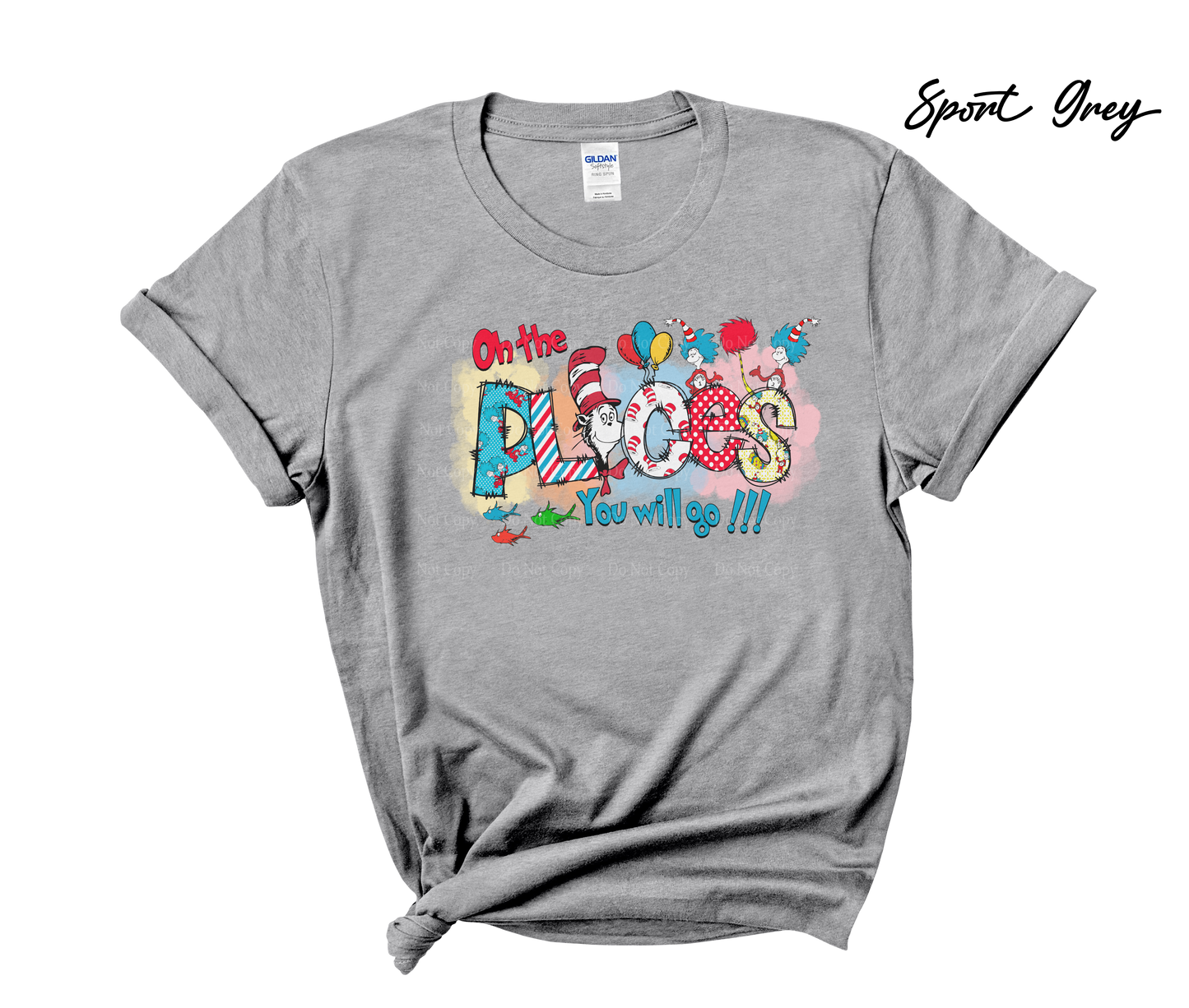 Oh the places you'll go watercolor - Cat in the Hat T-Shirt