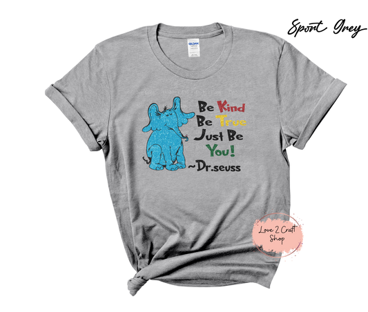 Be Kind Be True Just be You - Faux Glitter - Cat in the Hat Youth T-Shirt