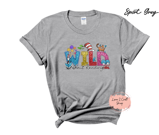 Wild about Reading  - Faux Glitter  - Cat in the Hat T-Shirt